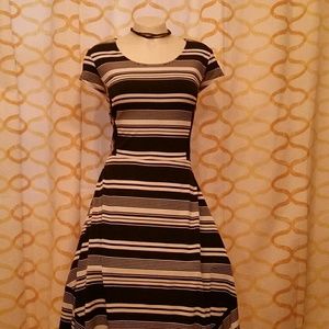 Inc. Black and White Striped Midi Dress